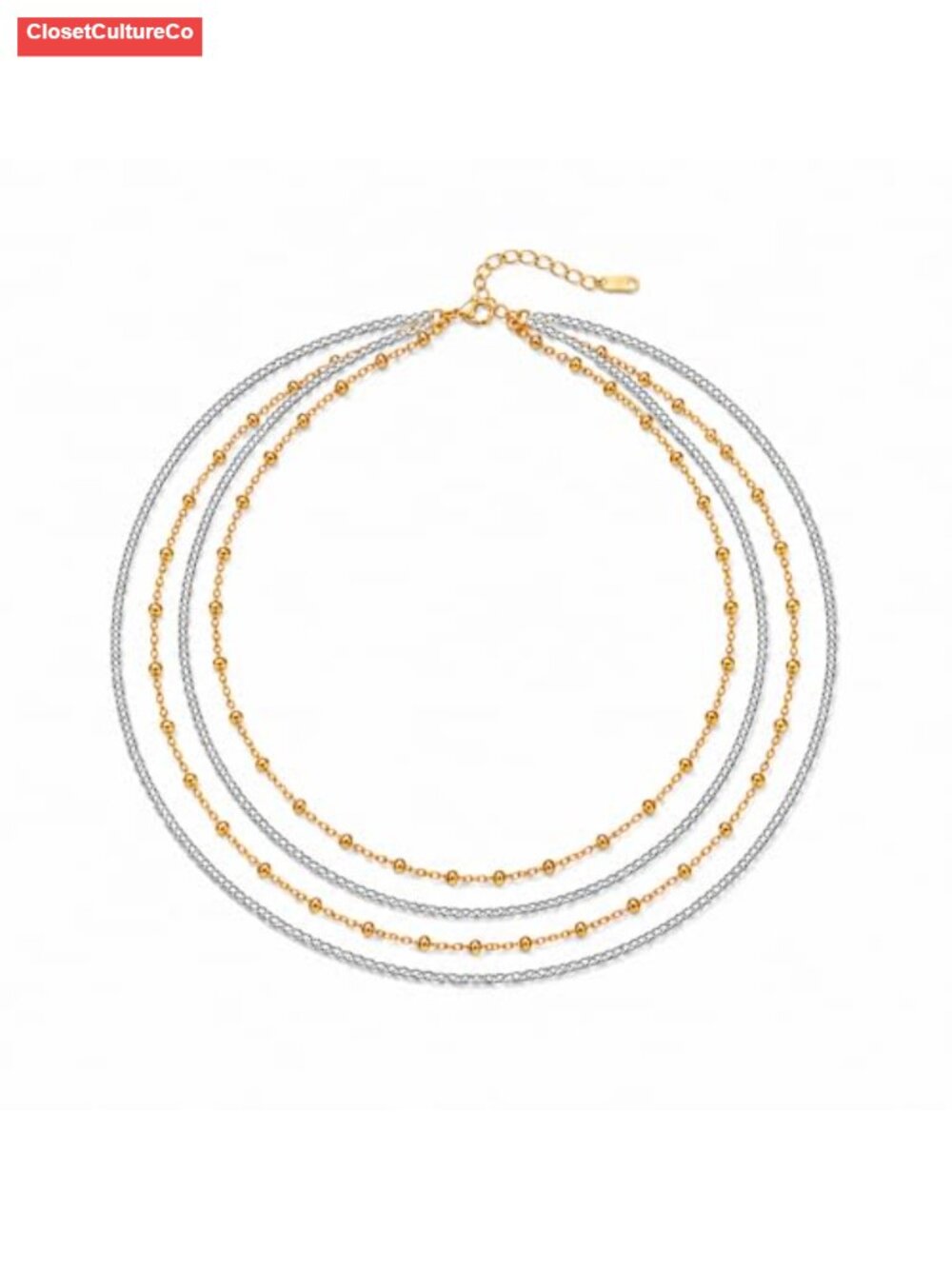 Stackable Chains 18K Gold Plated Stainless Steel Layered Chain Necklace